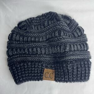 C.C Gray Knit Beanie Hat with Textured Pattern - Small